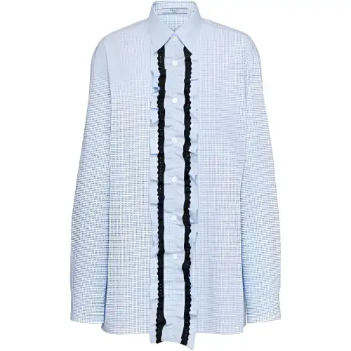 PRADA Shirts Women's Blue Lapel Moderate
