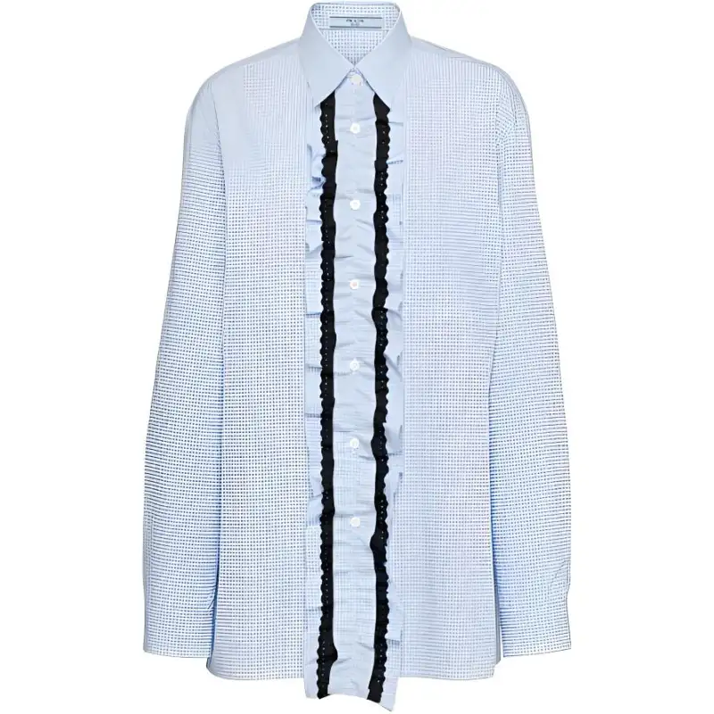 PRADA Shirts Women's Blue Lapel Moderate
