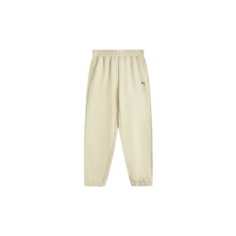 PUMA Wide Casual Pants Women's Ecru Moderate Cuffed Pants