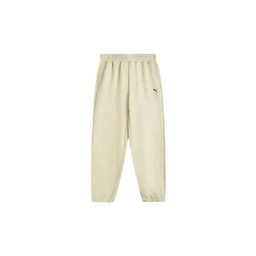 PUMA Wide Casual Pants Women's Ecru Moderate Cuffed Pants