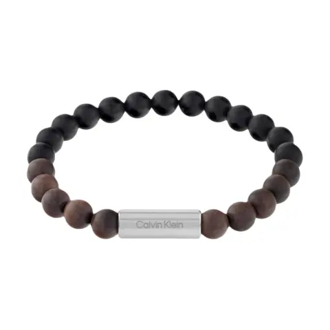 CALVIN KLEIN Steel, Agate, Wood Niche, Trendy, Minimalist Style, Versatile, Beaded Bracelet Men's