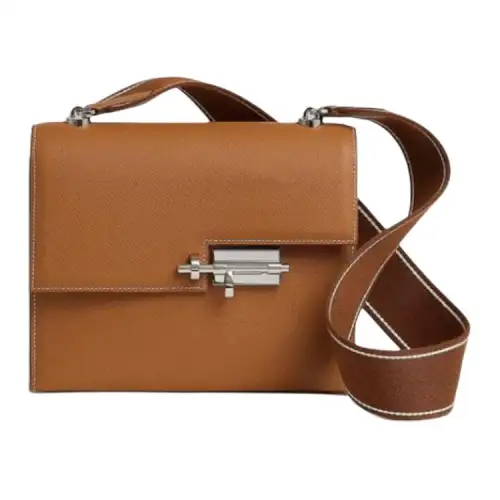 HERMES Verrou Epsom Calfskin Verrou Bag, Shoulder Bag, Crossbody Bag Women's Gold Brown