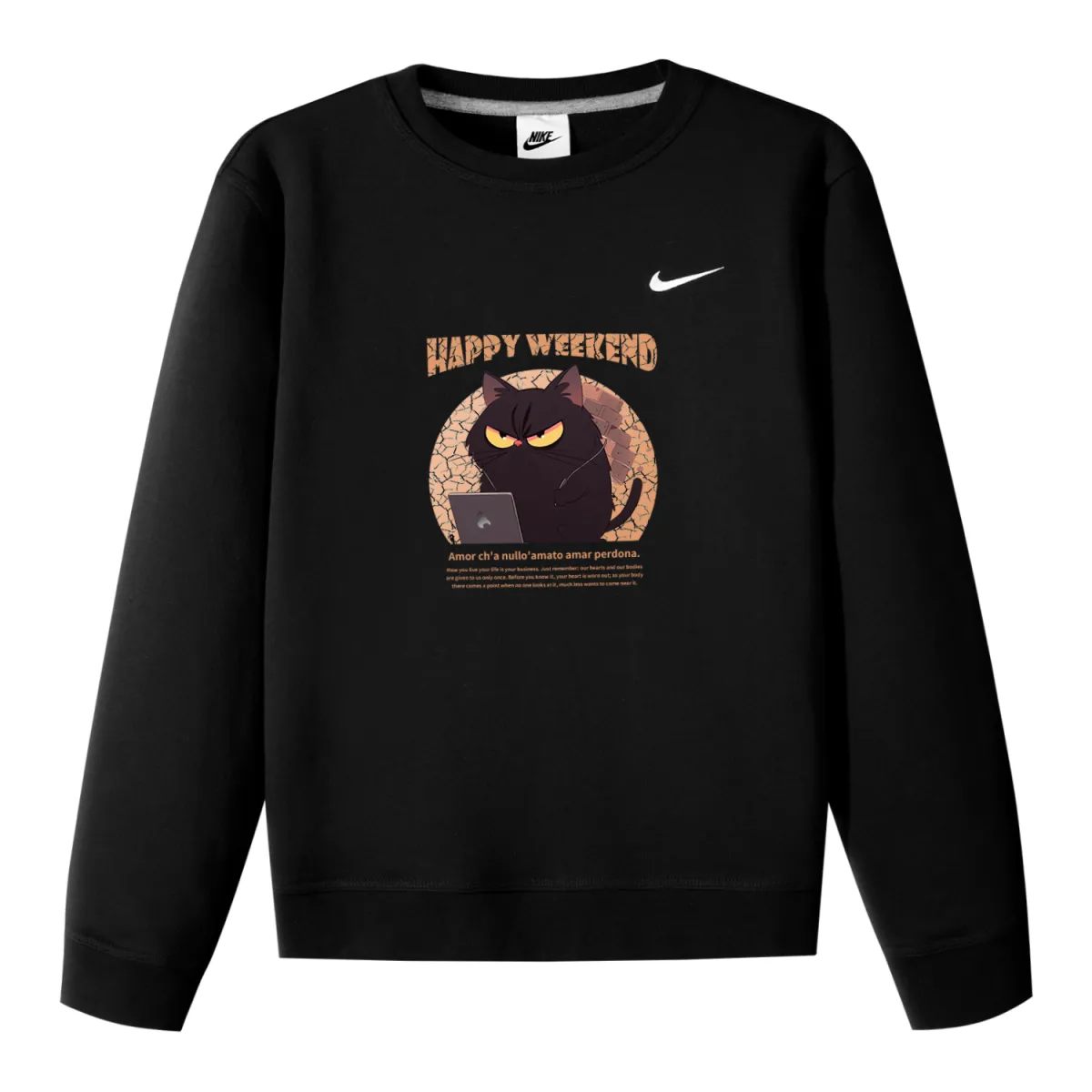 Nike Sweatshirts Unisex Black Crew Neck Moderate Regular