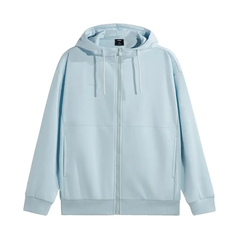 Li Ning Sweatshirts Women's Light Belly Blue Crew Neck Moderate Cardigan