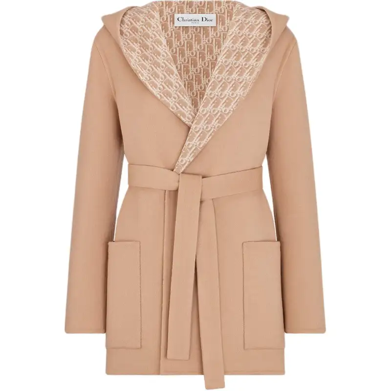 DIOR Coats Women's Beige Hooded Moderate Straight Fit