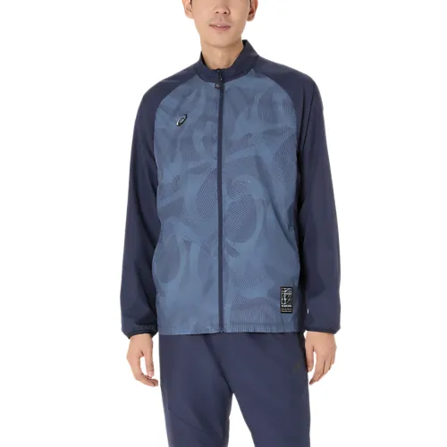 ASICS Jackets Men's Blue Stand Collar Moderate Other