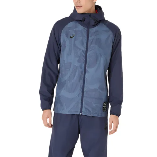 ASICS Jackets Men's Blue Hooded Moderate Other