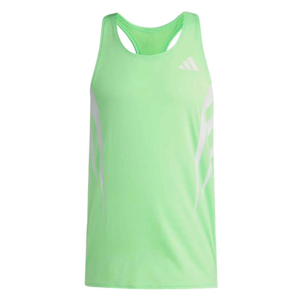 Adidas Adizero Tank Tops Men's Lime Dazzling Color Crew Neck Moderate Racerback