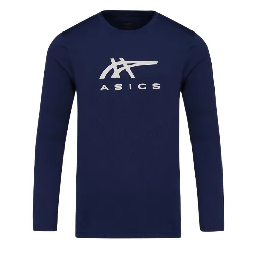 ASICS T Shirts Men's Marine Blue Crew Neck