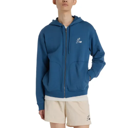 New Balance Sweatshirts Men's Blue Hooded Moderate Regular