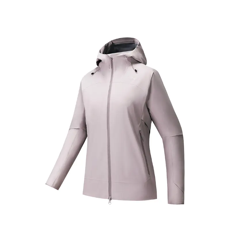 ANTA Outdoor Collection Windbreaker Jackets Women's Magic Carpet Gray Hooded Moderate
