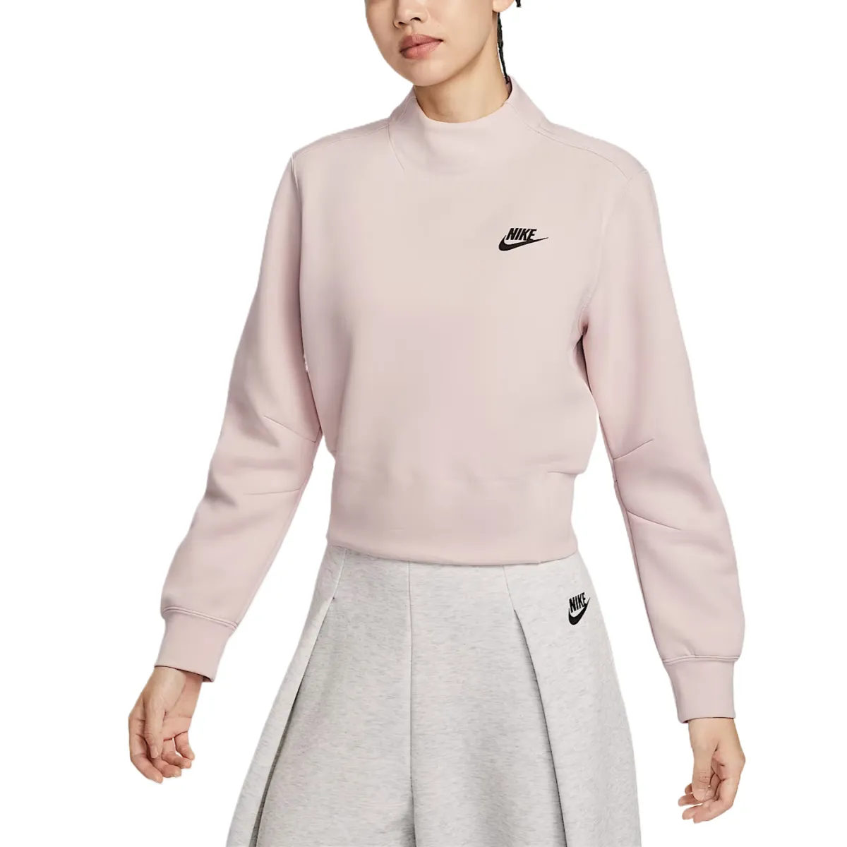 Nike Sweatshirts Women's Pink Stand Collar Moderate Straight Fit
