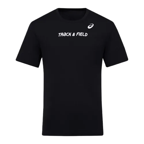 ASICS T Shirts Unisex Black Crew Neck Moderate Straight Fit