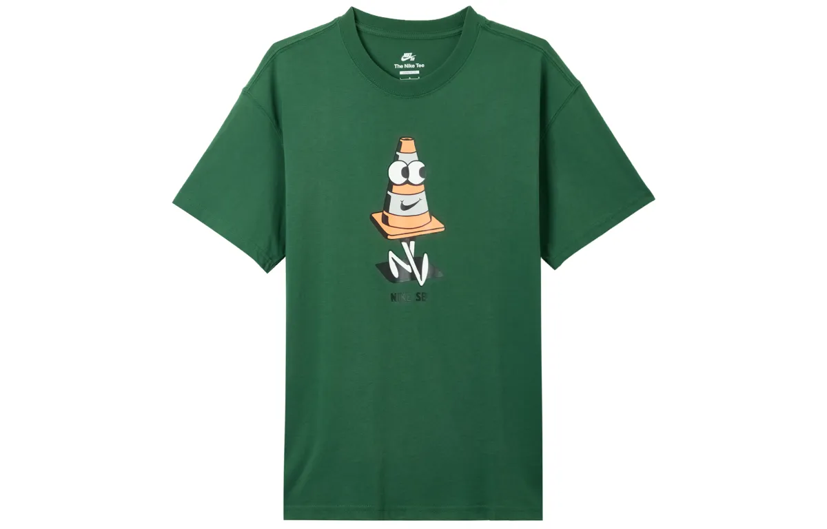 Nike T-Shirts Men's Green Crew Neck Moderate