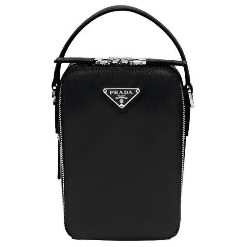 PRADA Leather Crossbody Handbag Men's Black