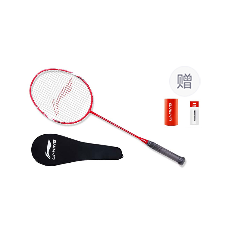 LiNing Full Carbon Badminton Rackets Offensive Type Heavy Head, Stiff Shaft Entry level Approx. 675mm Single Racket Red