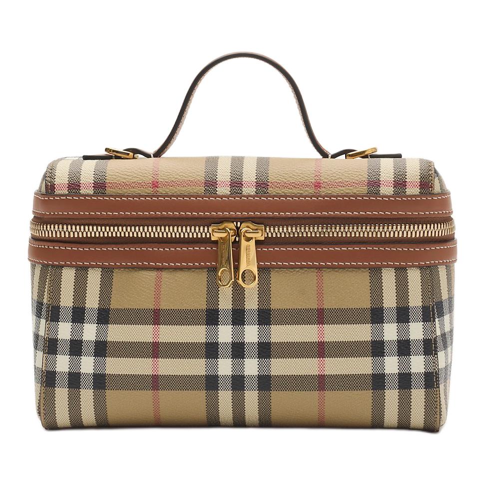 Женская косметичка Burberry Vanity (бежево-коричневая)