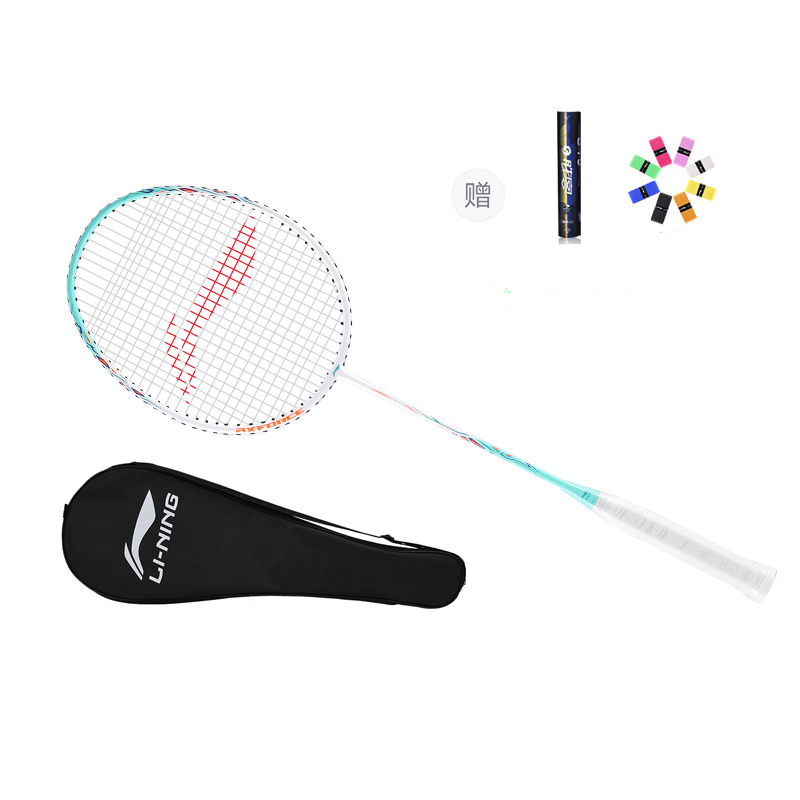 Li Ning Thunder 9 Carbon Aluminum Badminton Rackets Entry level Strung Cyan Teal Green