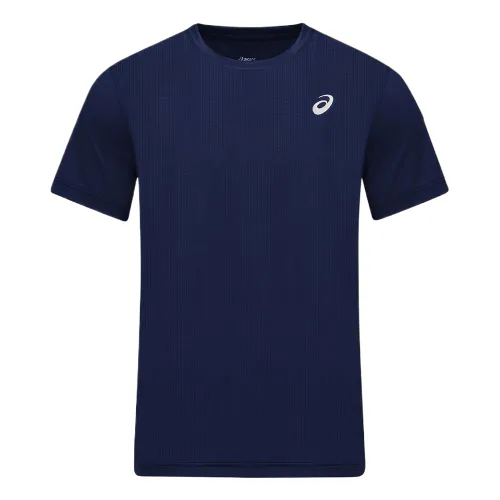 ASICS T Shirts Men's Marine Blue Crew Neck