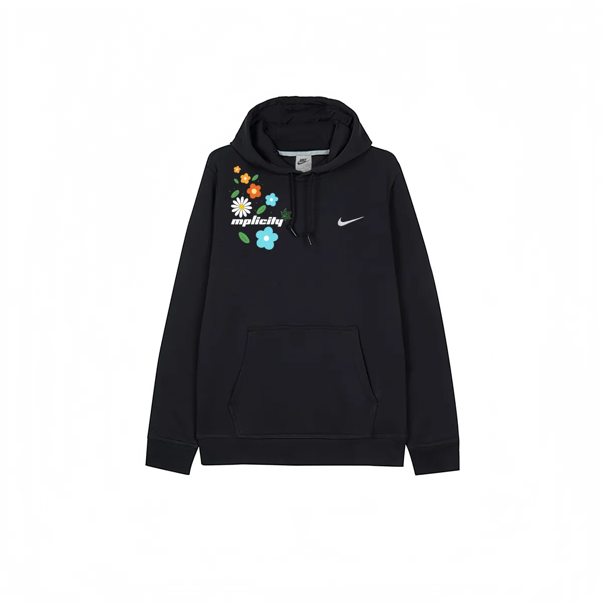 Nike Flower Summer Amber Graffiti Print Casual Comfortable Sports Hooded Long Sleeved Fleece Lined Sweatshirt Men's