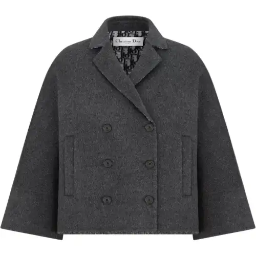 DIOR Coats Women's Gray Moderate Straight Fit