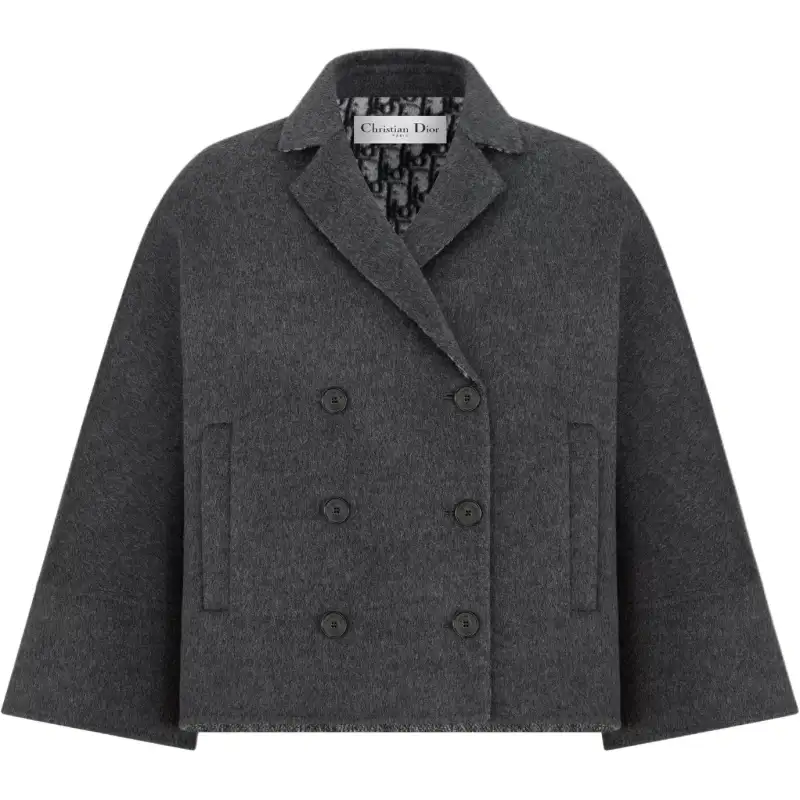 DIOR Coats Women's Gray Moderate Straight Fit