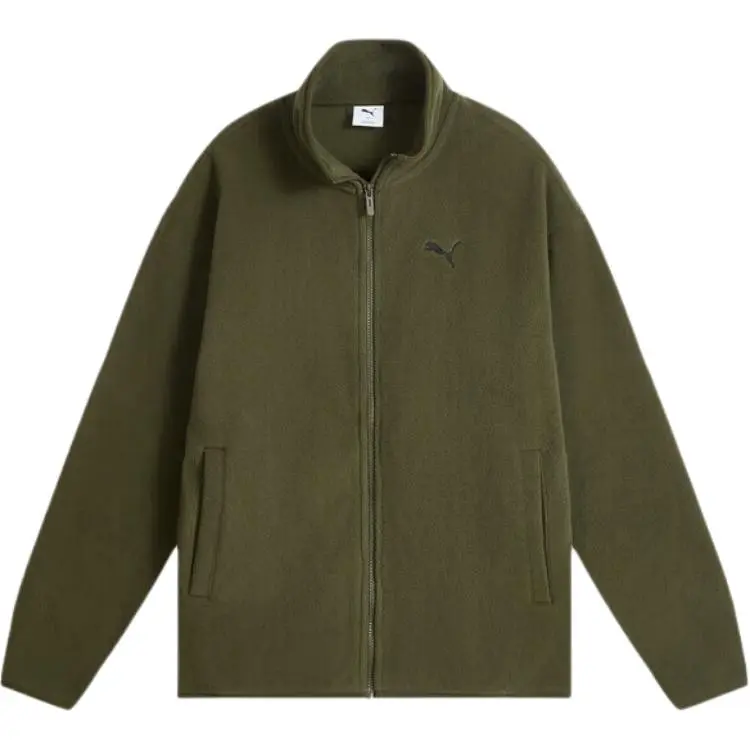PUMA Velvet Jackets Men's Army Green Stand Collar Thickened Straight Fit