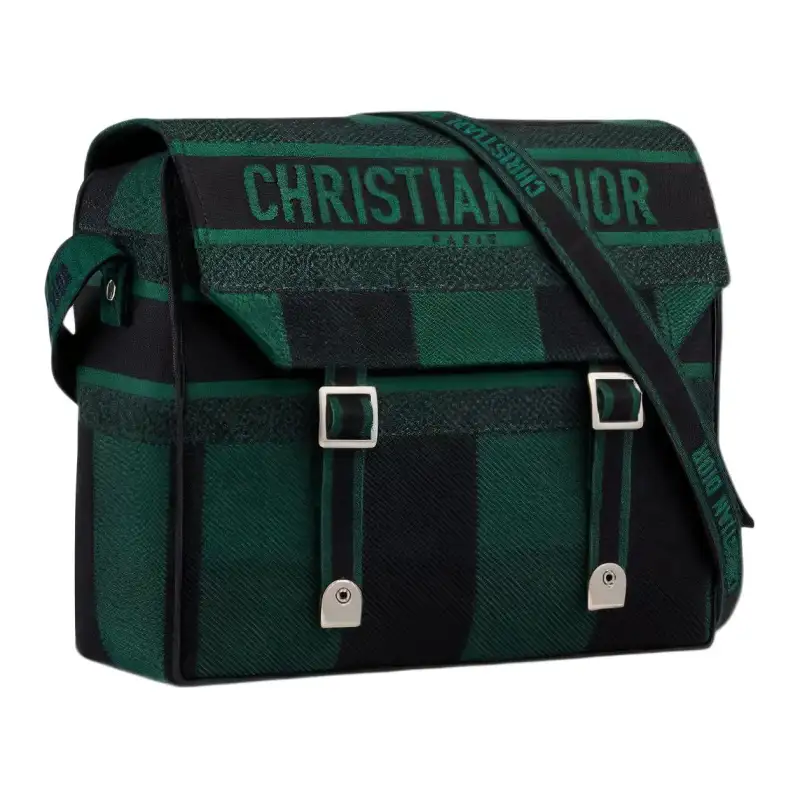 DIOR DiorCamp Canvas Messenger Bag, Shoulder Bag, Crossbody Bag Men's Green/Black