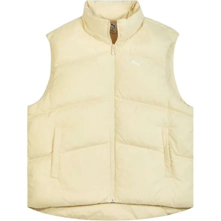 PUMA RELAXED Down Vests Men's Sandstone Brown Stand Collar Moderate