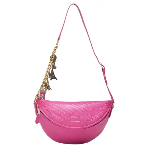Balenciaga Lambskin With Cow Leather Shoulder Bag Women's Pink
