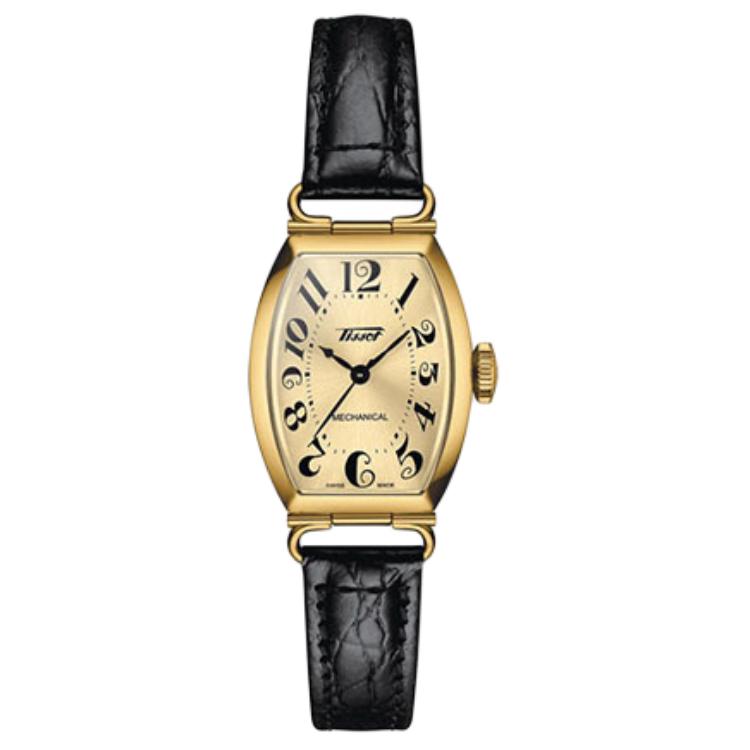 TISSOT Tissot, mechanical mechanism, colour circle, waterproof belt, retro women's watch, golden dial stainless steel, case, watch strap, 30.1mm