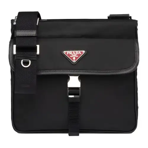 PRADA Nylon And Saffiano Leather Crossbody Bag, Shoulder Bag Men's Black