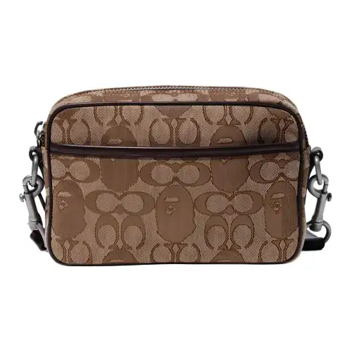 A BATHING APE COACH Bape Cotton Camera Bag, Shoulder Bag Men's Khaki