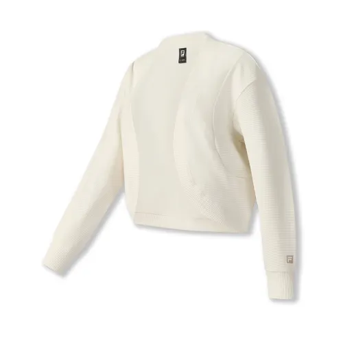 FILA Fitness Knitwear Women's Heron White Stand Collar Moderate Cardigan
