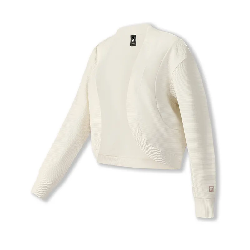 FILA Fitness Knitwear Women's Heron White Stand Collar Moderate Cardigan