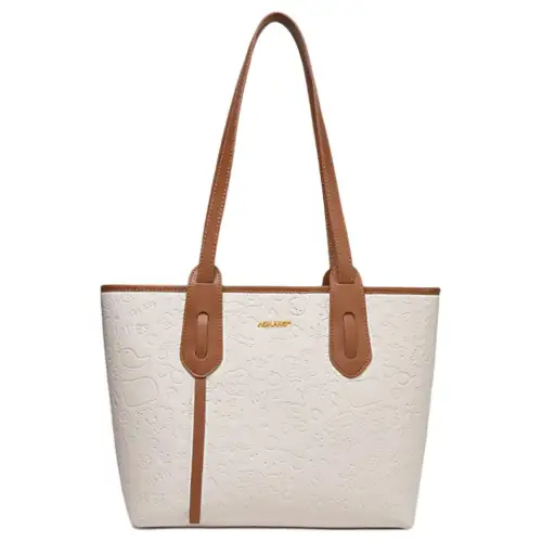 AOKANG Cow Leather Shoulder Bag Large Women's Ecru