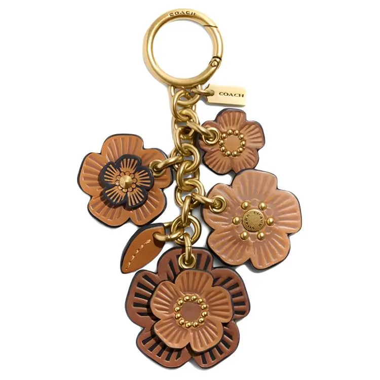 COACH Bag Charm Leather Keychain Bag Charm Bag Accessory Mini Women's Brown