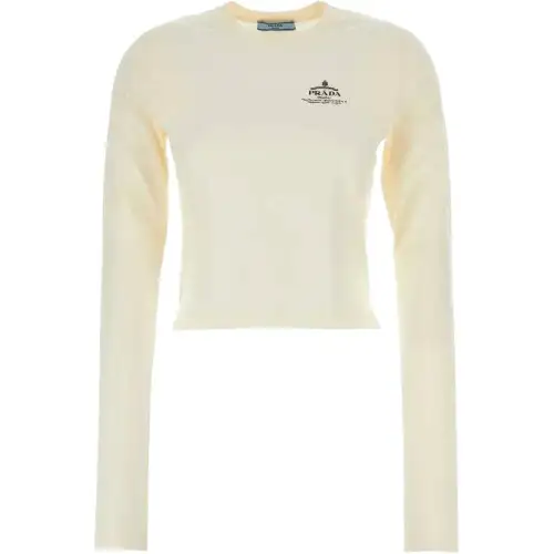 PRADA T Shirts Women's White Crew Neck Moderate Straight Fit