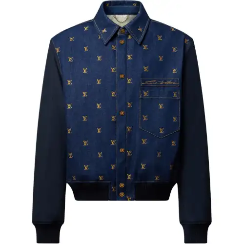 LOUIS VUITTON 1AIN Upcycled Denim Varsity Jacket