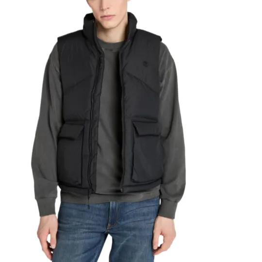 Timberland Down Vests Men's Black Stand Collar Moderate