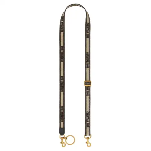 DIOR Adjustable Cow Leather Bag Straps Women's Black & Beige