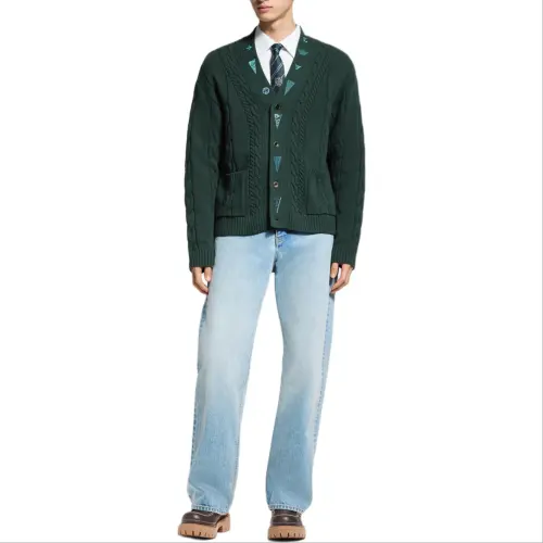 LOUIS VUITTON Embroidered Cable Knit Cardigan