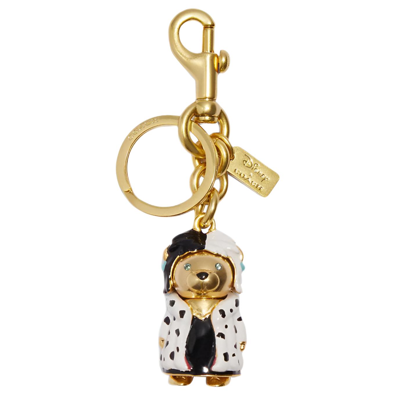 COACH Coach x Disney Disney Collaboration 3 Cruella Bear Shape Metal Patch Enamel Bag Charm Bag Peripheral Women's Gold
