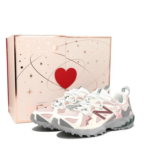 New Balance 610T Heartbeat Rhythm Box Textile, Artificial Leather Cushioning Low top Outdoor Shoes Unisex Gray Pink
