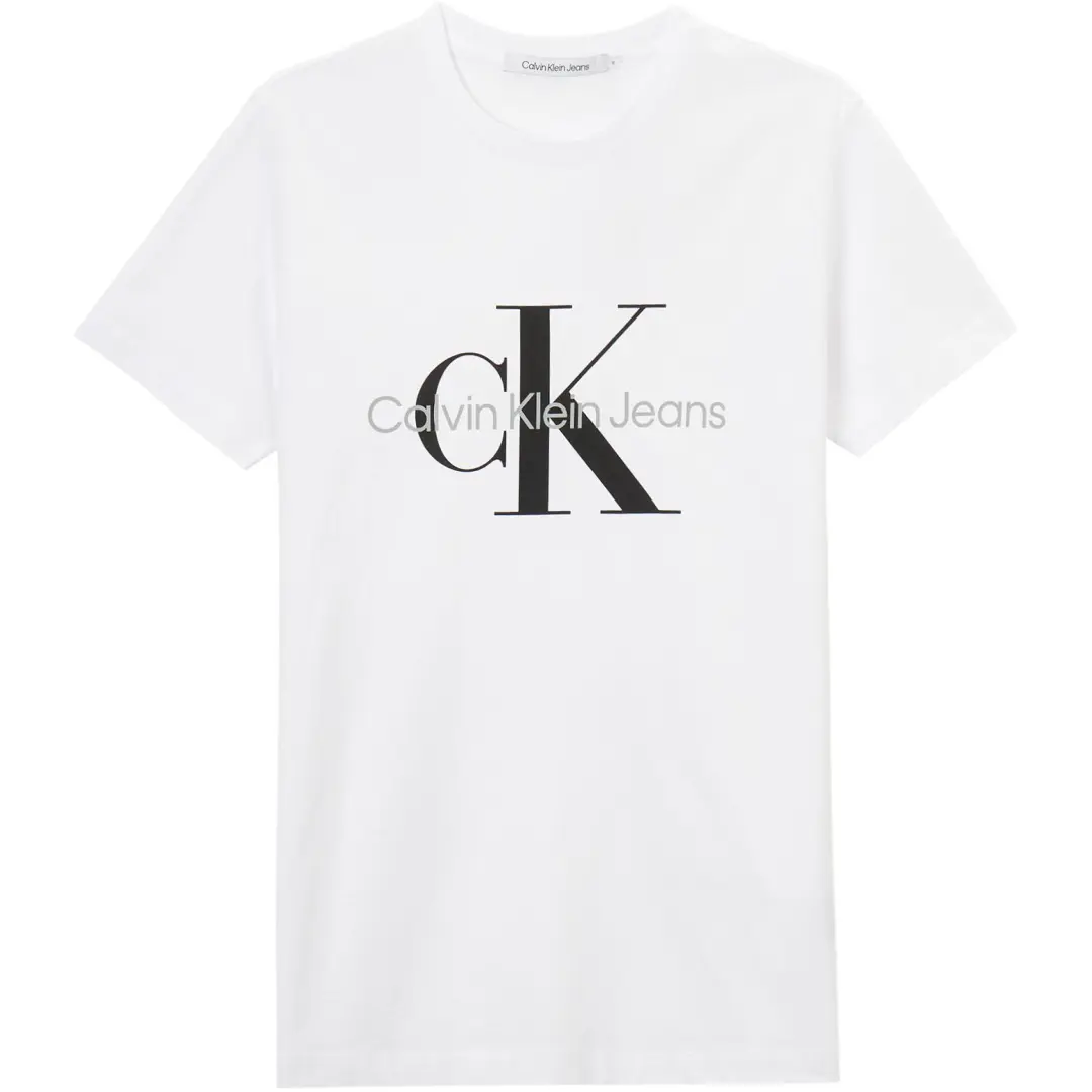 Calvin Klein Letter Print Slim Fit Crew-Neck Short-Sleeved T-Shirt Men's White