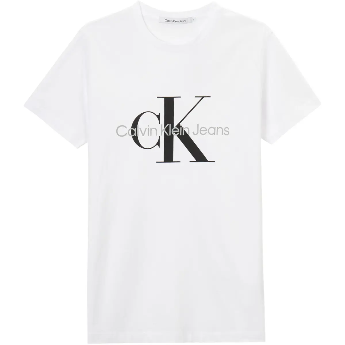 Calvin Klein Letter Print Slim Fit Crew-Neck Short-Sleeved T-Shirt Men's White