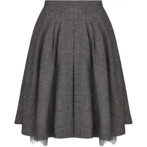 DIOR Casual Short Skirts Women's Gray Moderate Short Pleated Skirt