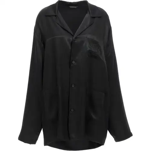 Balenciaga Logo Embroidered Long Sleeve Shirt