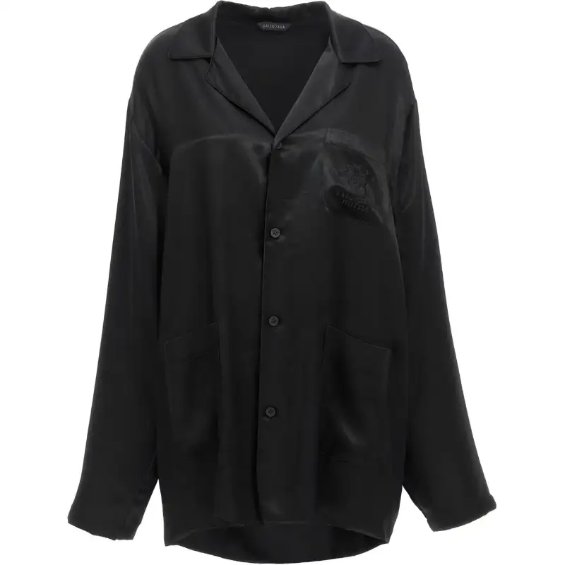 Balenciaga Logo Embroidered Long Sleeve Shirt