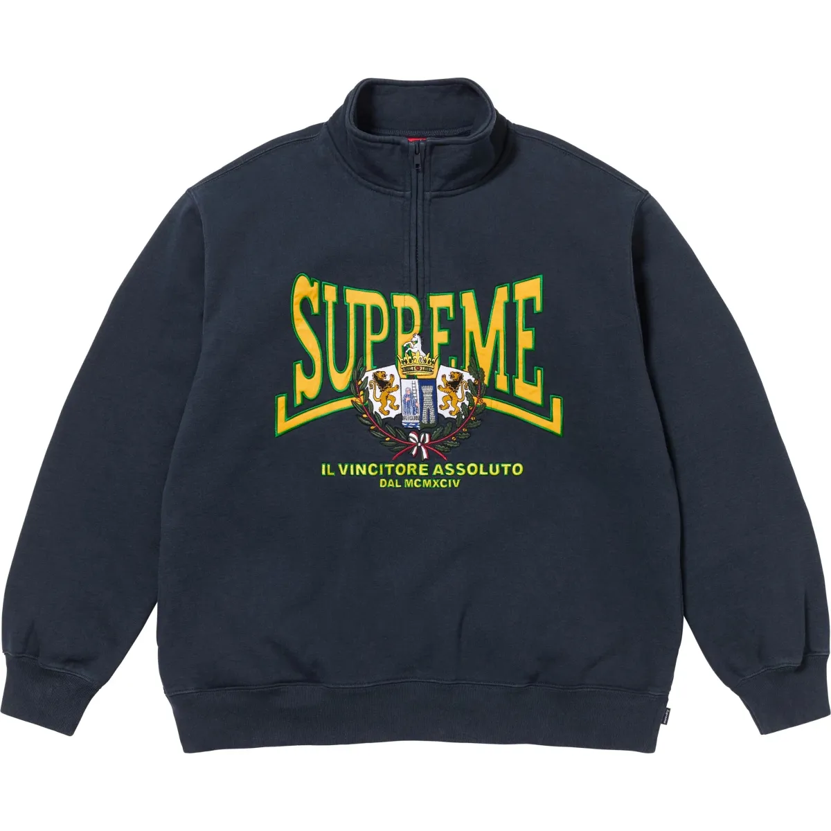 Supreme Crest appliqué Half zip Sweatshirt